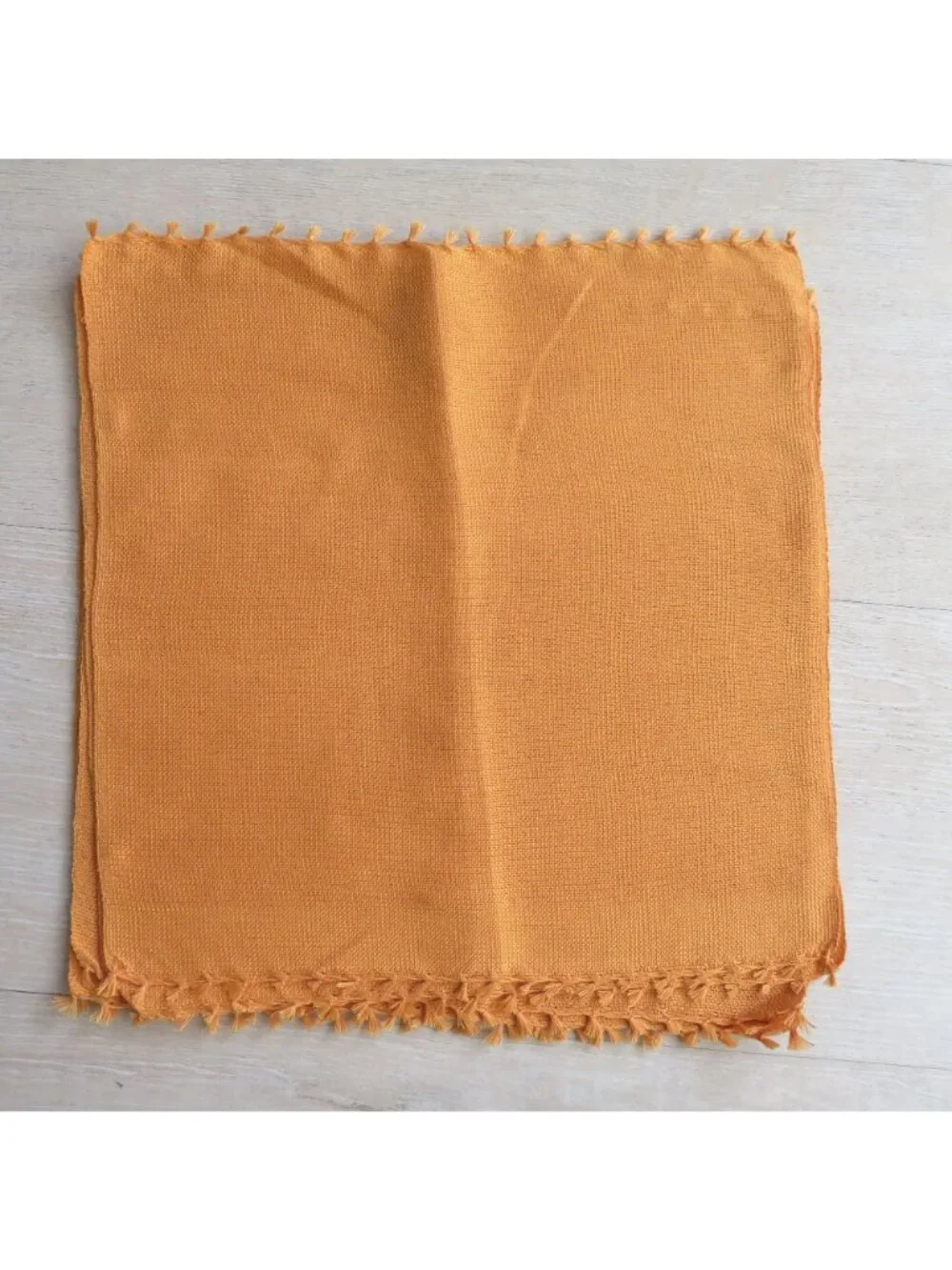 Lot of 5 New Orange Fabric Napkins with Fringe Trim 11